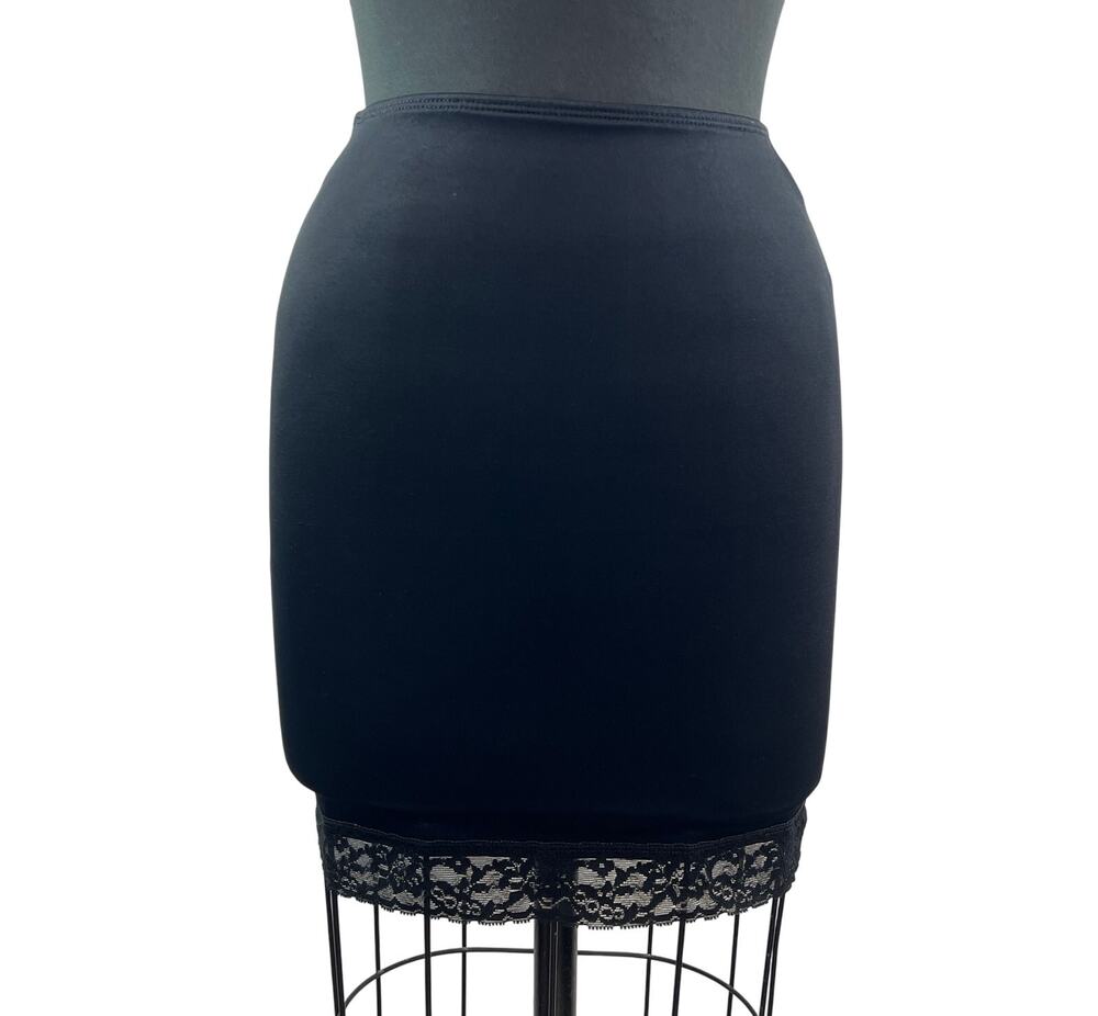Body Slimmers By Nancy Ganz Black Bodycon Mini Skirt Stretch Contrast Lace Sz M